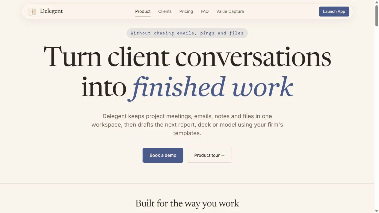 Delegent website on desktop