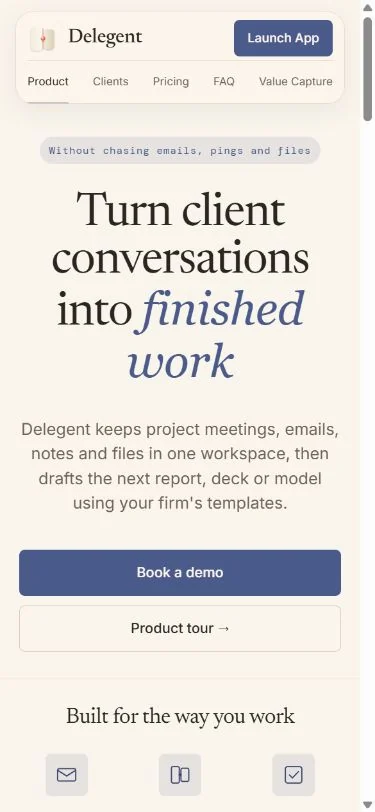 Delegent website on mobile