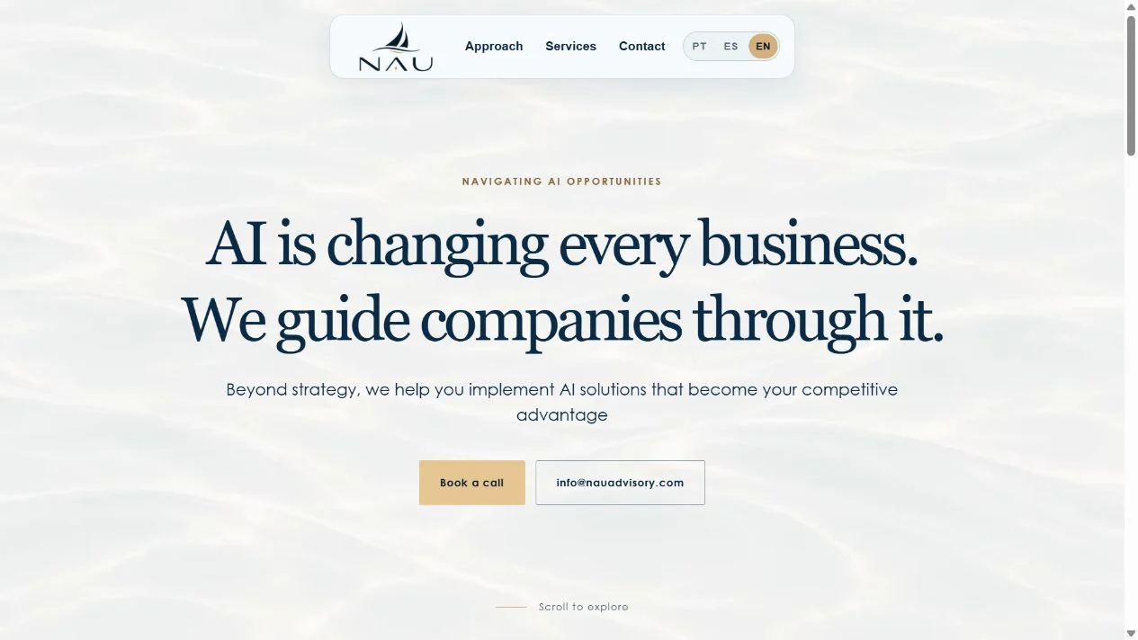 NAU Advisory website on desktop