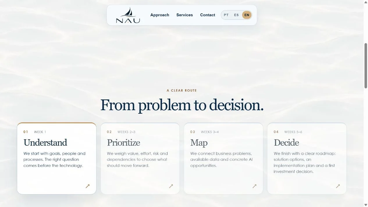 A closer look at the content and layout on the NAU Advisory website