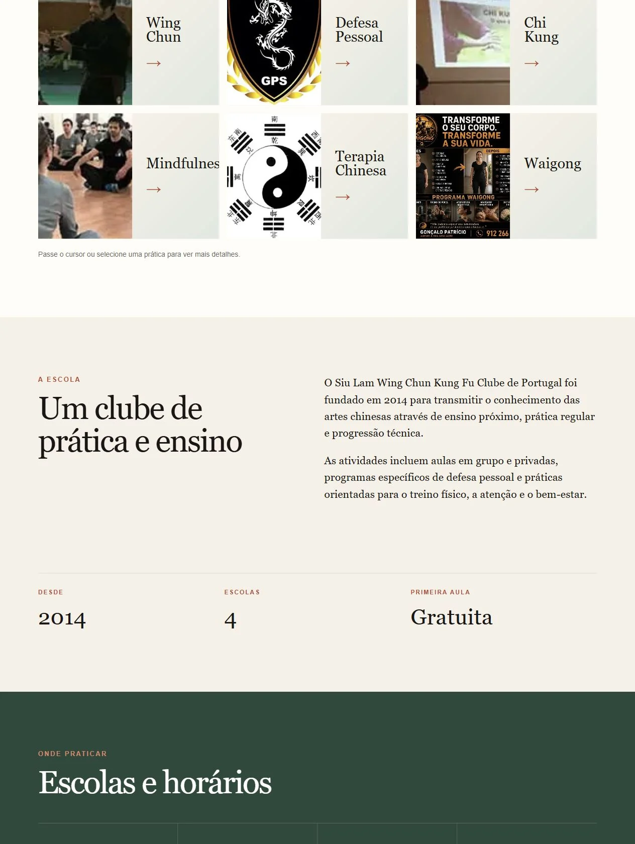 A closer look at the content and layout on the Siu Lam Wing Chun website