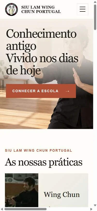 Siu Lam Wing Chun website on mobile
